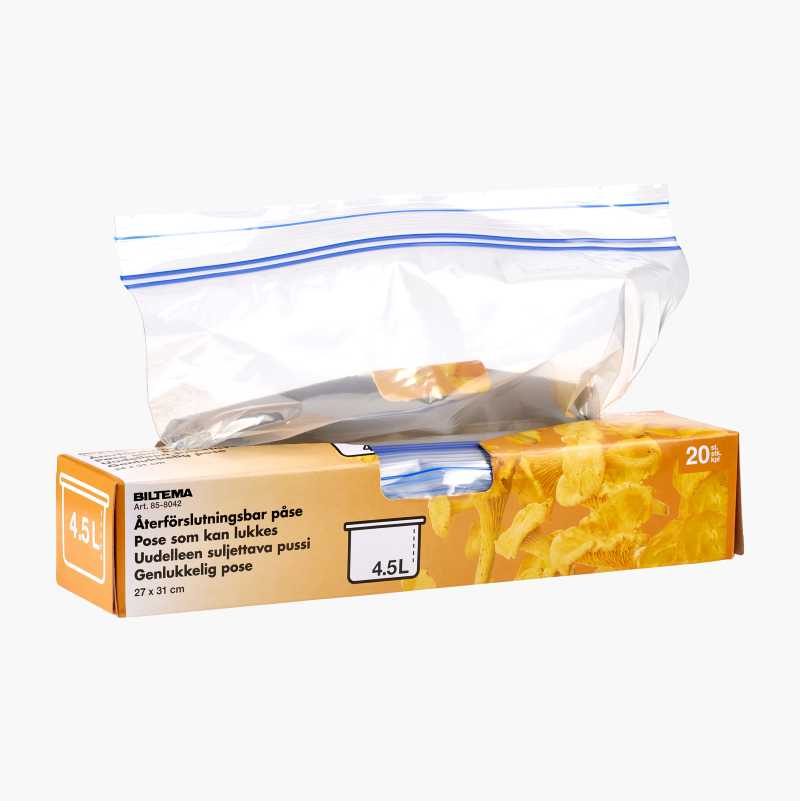 Gjenlukkbar plastpose, 4,5 liter, 20 stk. v:2625095 Gjenlukkbar plastpose, 4,5 liter, 20 stk. v:2625095