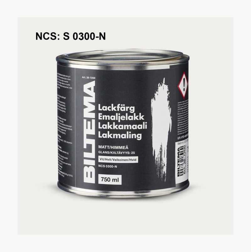 Emaljelakk, matt, hvit, 0,75 L v:6505871