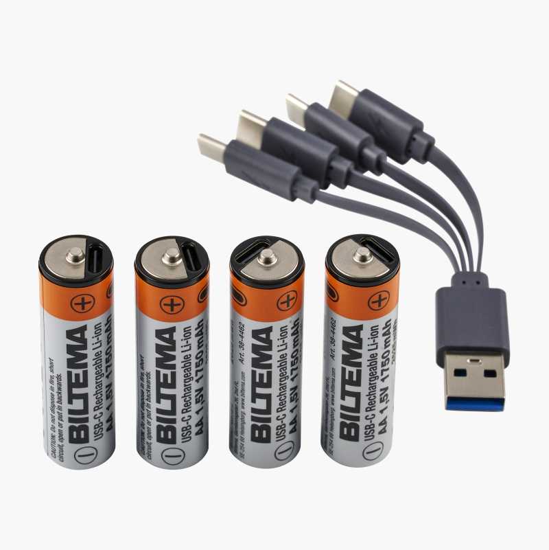Oppladbart AA-batteri, USB C, 1750 mAh, 4-pk. v:6761632 Oppladbart AA-batteri, USB C, 1750 mAh, 4-pk. v:6761632