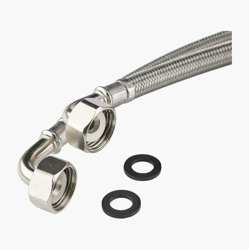 Tilkoblingsslange, rustfritt stål, vinkel 1/2" x vinkel 1/2", 1500 mm v:2123661
