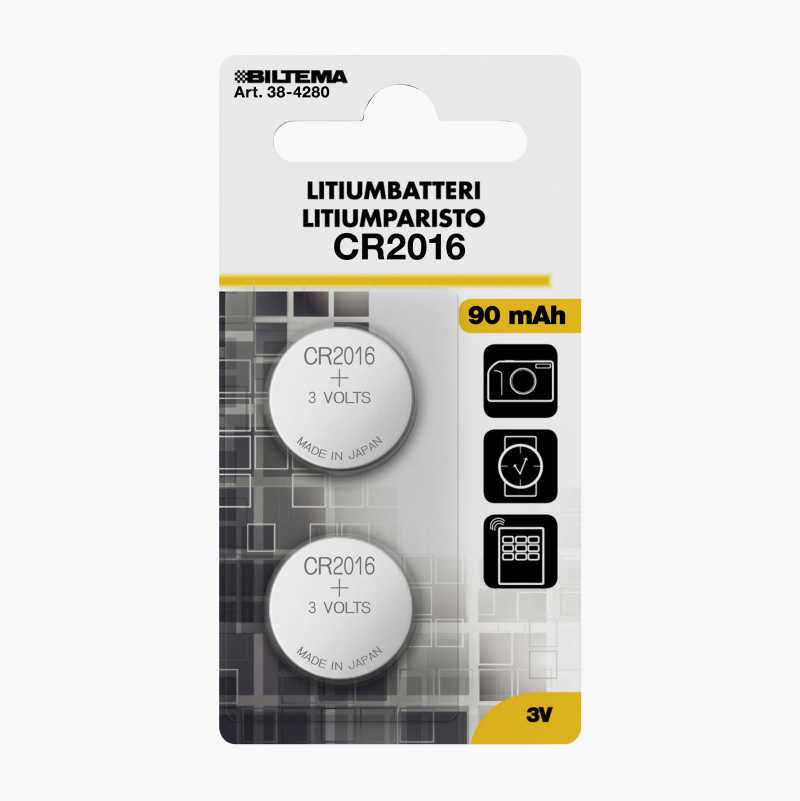 CR2016 Litiumbatteri, 2 stk. v:1875584 CR2016 Litiumbatteri, 2 stk. v:1875584