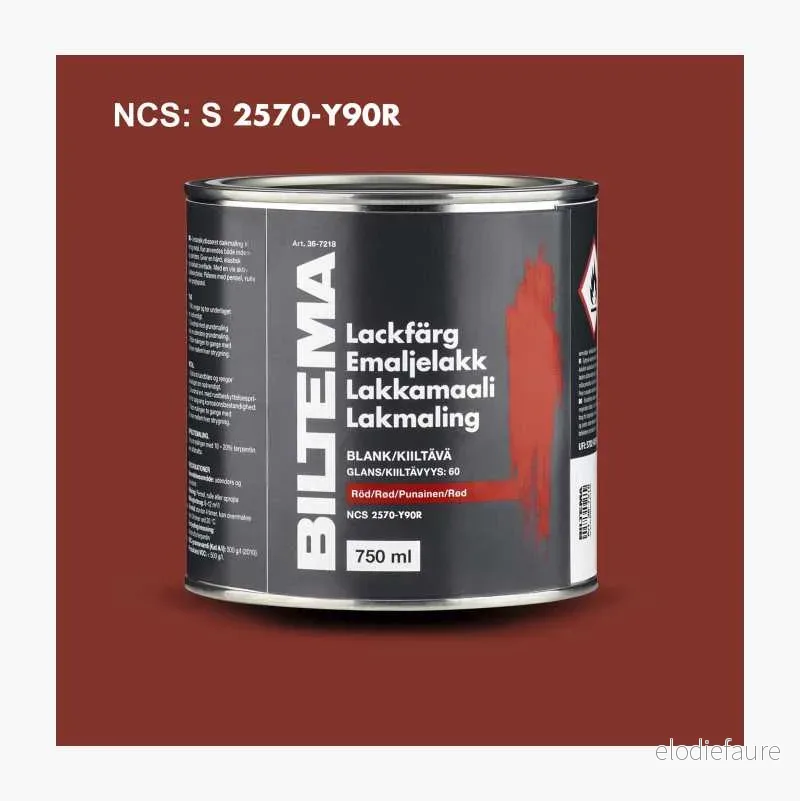 Emaljelakk, blank, rød, 0,75 L v:2961250