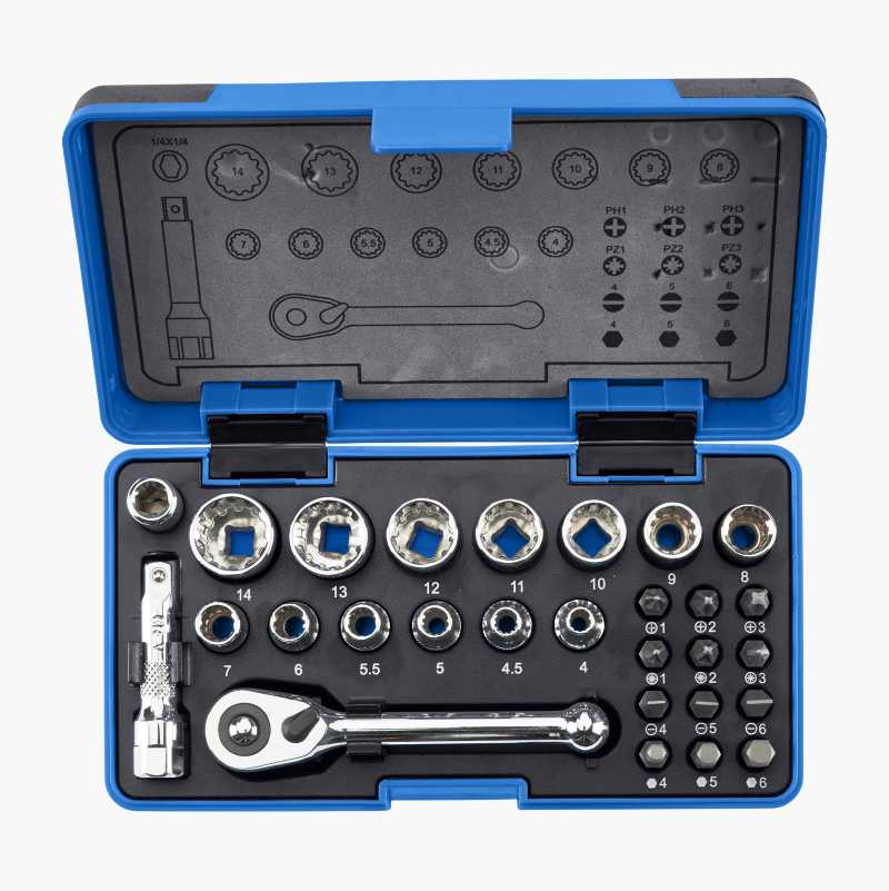 Bits- og pipesett 1/4", 28 deler v:9457727