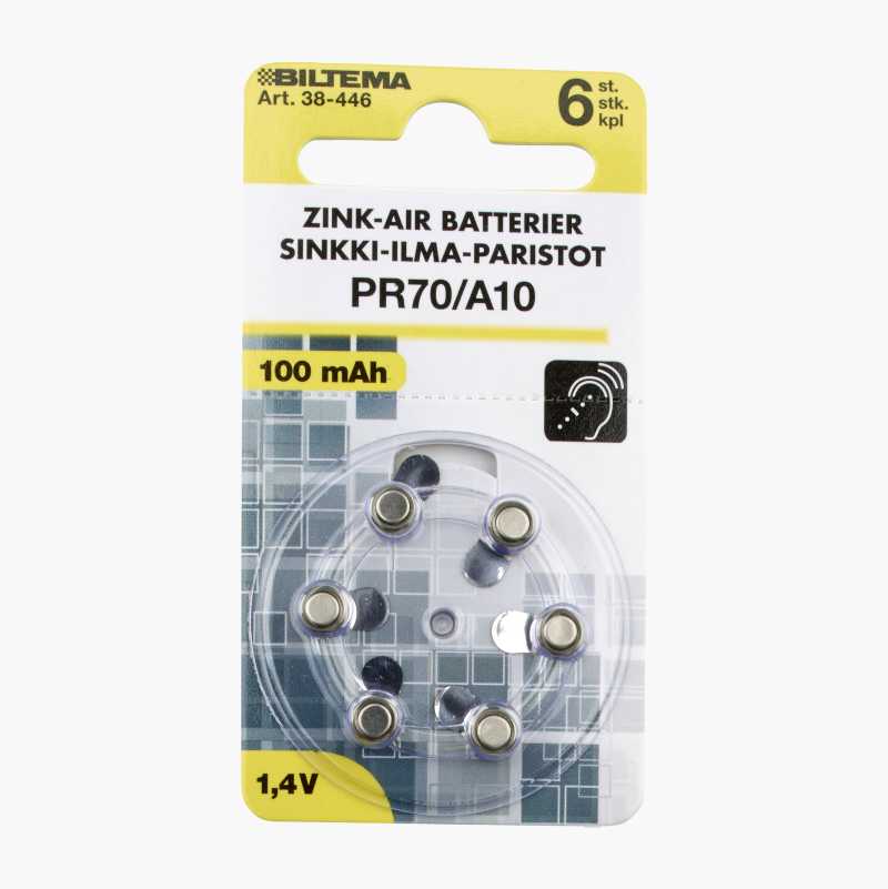 PR70 Zink-Air batteri, 6-pakning v:4565716 PR70 Zink-Air batteri, 6-pakning v:4565716