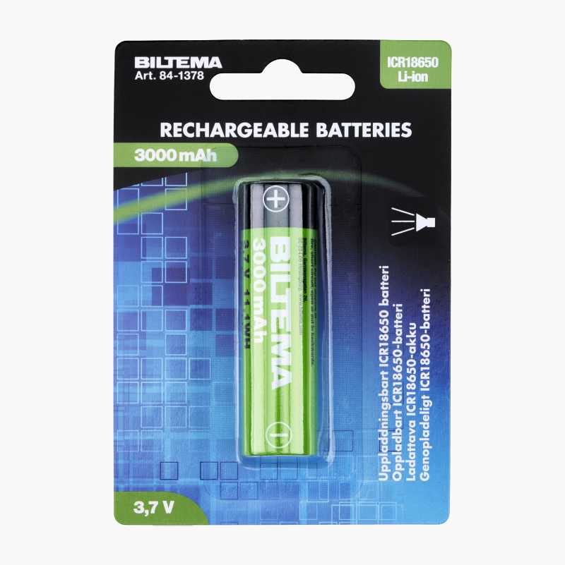 Oppladbart ICR18650-batteri, 3000 mAh v:6373158 Oppladbart ICR18650-batteri, 3000 mAh v:6373158