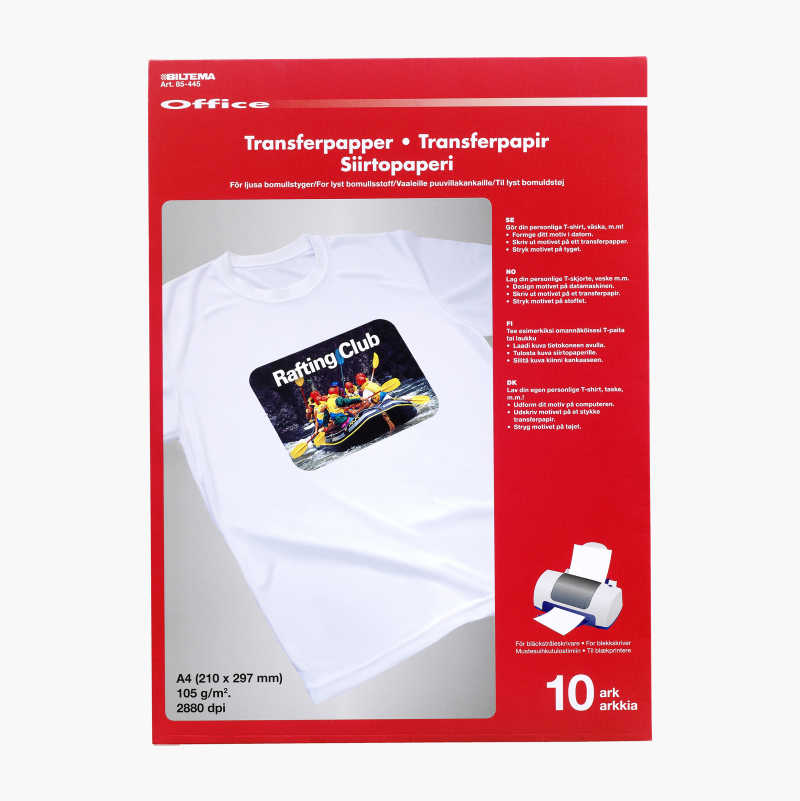 Transferpapir til lyse bomullstekstiler, 10-pakning v:9722153