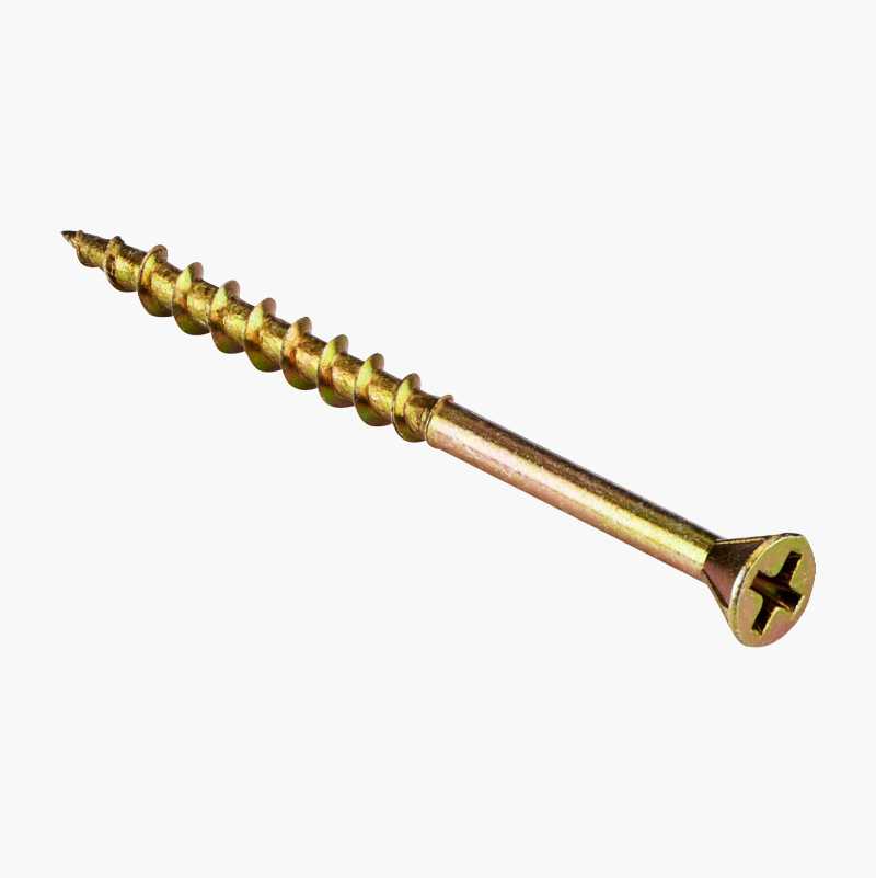 Sponplateskrue, gullforkrommet, 3,9 x 55 mm, 500 stk. v:3970266 Sponplateskrue, gullforkrommet, 3,9 x 55 mm, 500 stk. v:3970266