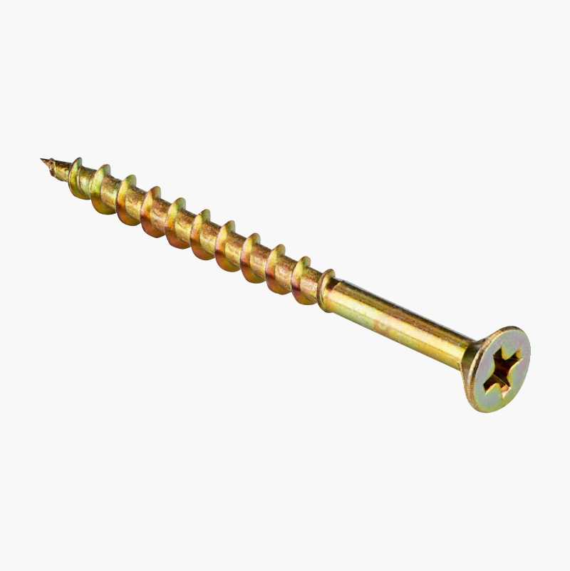 Sponplateskrue, gullforkrommet, 4,2 x 51 mm, 250 stk. v:1534268 Sponplateskrue, gullforkrommet, 4,2 x 51 mm, 250 stk. v:1534268