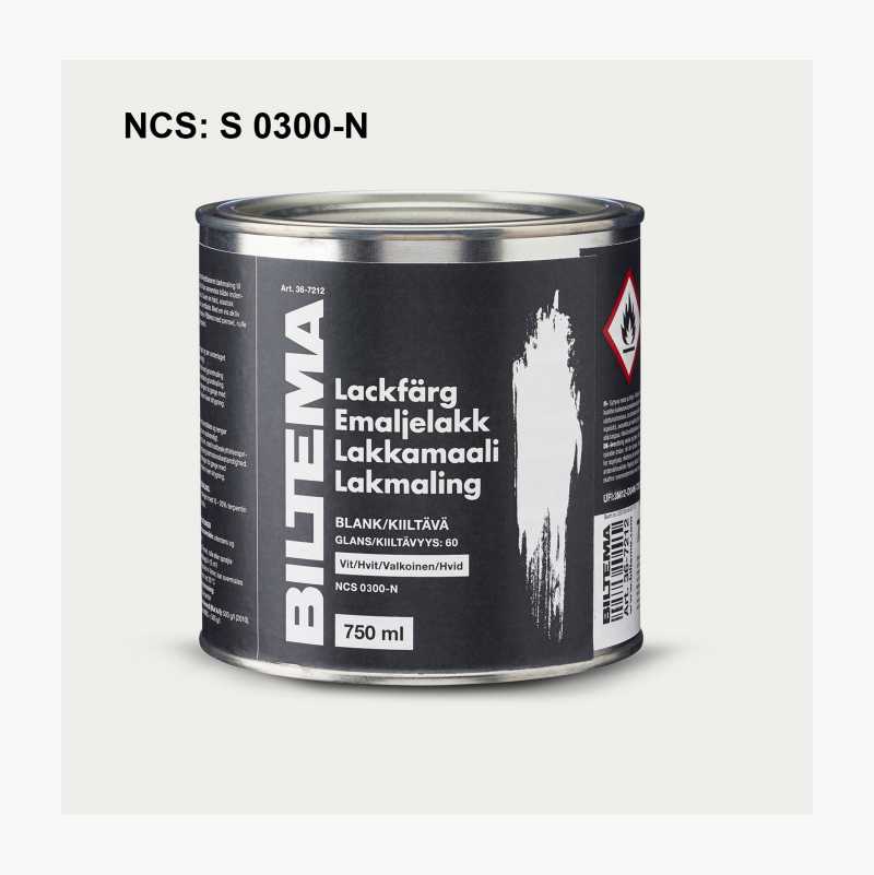 Emaljelakk, blank, hvit, 0,75 L v:5855371