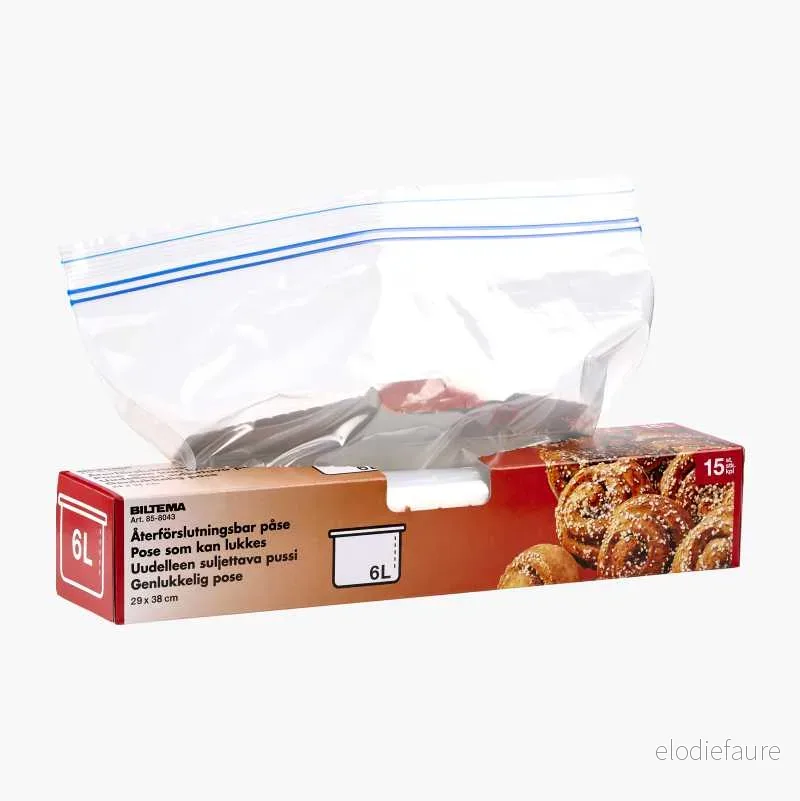 Gjenlukkbar plastpose, 6 liter, 15 stk. v:2664623 Gjenlukkbar plastpose, 6 liter, 15 stk. v:2664623