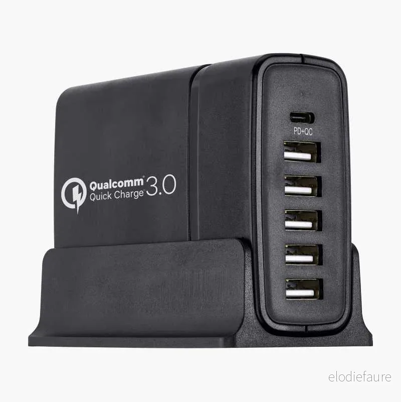 USB-ladestasjon med seks utganger, type A og C, PD og QC 3.0, 59 W v:2467303 USB-ladestasjon med seks utganger, type A og C, PD og QC 3.0, 59 W v:2467303