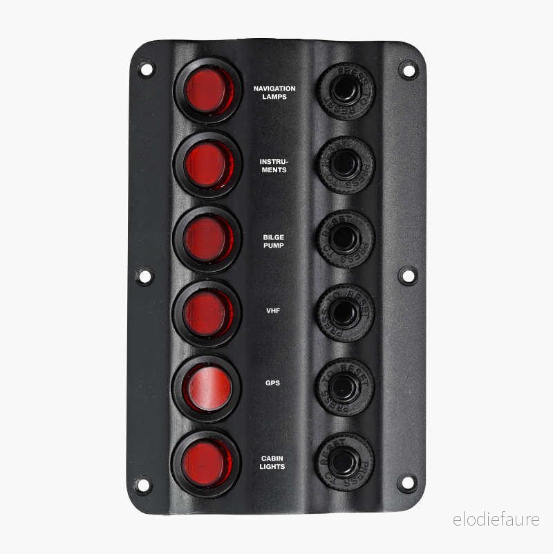 Bryterpanel, 6 strømbrytere v:4223660 Bryterpanel, 6 strømbrytere v:4223660