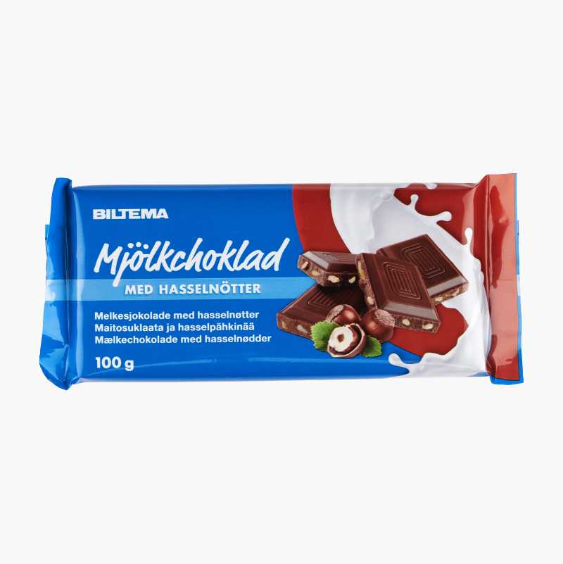 Melkesjokolade med hakkede hasselnøtter, 100 g v:7875014